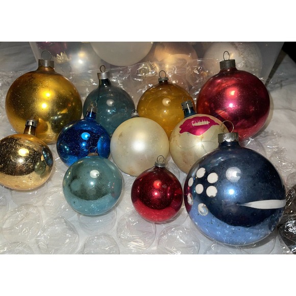 Vintage Mercury Glass Mixed Lot Christmas Ornament Some Rare Marked Poland 3E26 - Picture 1 of 12